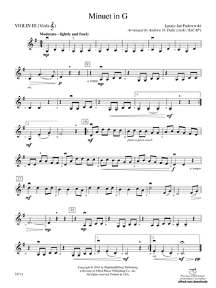 Minuet in G: 3rd Violin (Viola [TC])