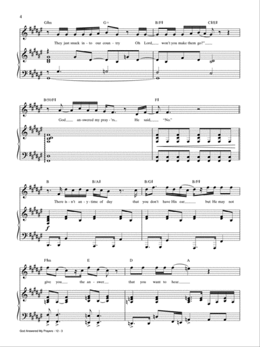 God Answered My Prayers Piano, Vocal, Guitar scores gallery preview page 3