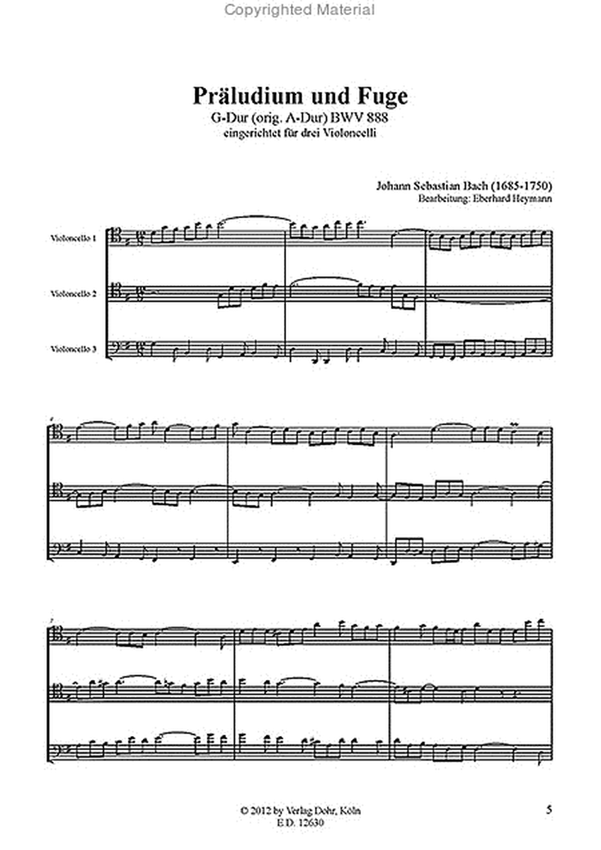 Präludium und Fuge G-Dur BWV 888 (für Violoncello-Trio) (original A-Dur)
