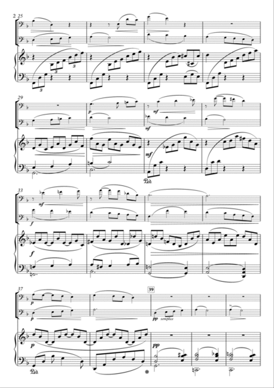 Miniatures, No.4 Romance H.88-1 for tenor saxophone, violoncello & Piano Small Ensemble scores gallery preview page 2