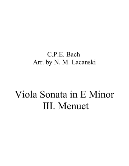 Viola Sonata in E Minor III. Menuet