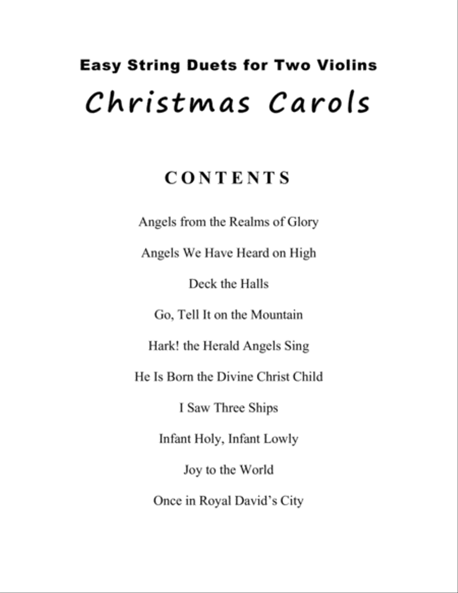 Easy String Duets: Christmas Carols (A Collection of 10 Violin Duets) image number null