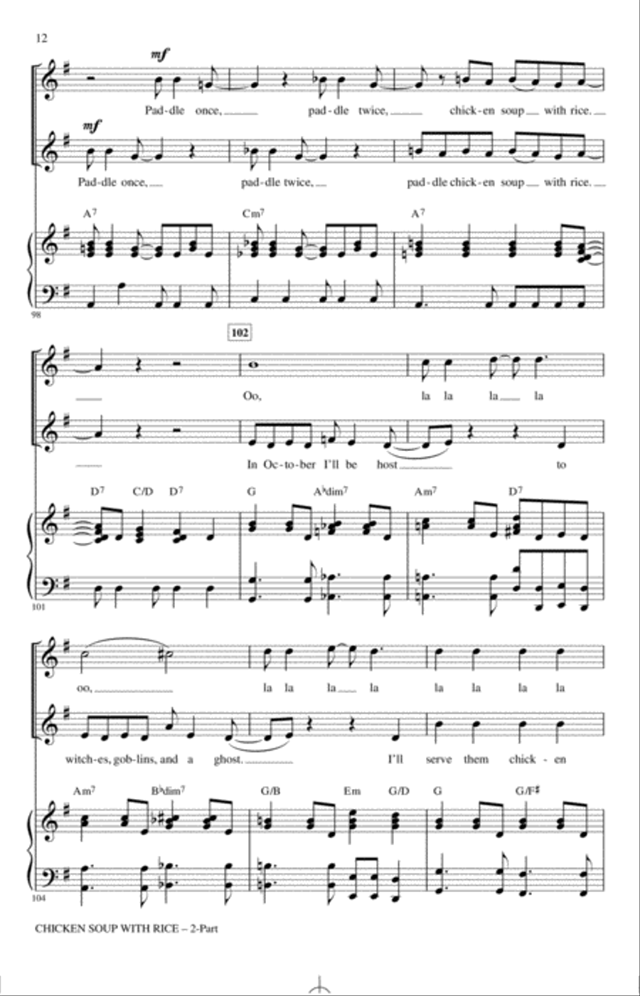 Chicken Soup With Rice (arr. Emily Crocker) 2-Part scores gallery preview page 11
