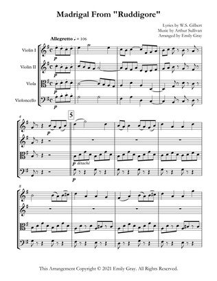 Madrigal from "Ruddigore" (String Quartet)