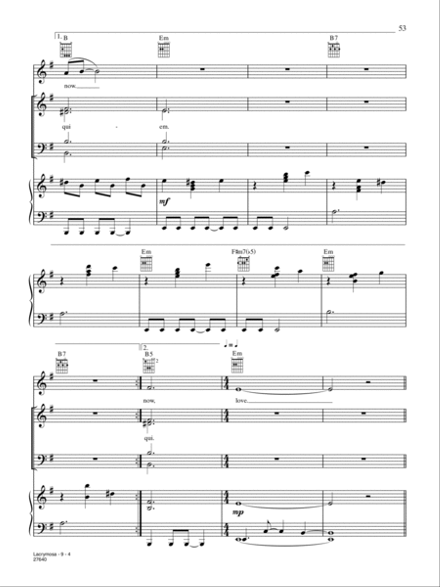 Lacrymosa Piano, Vocal, Guitar scores gallery preview page 4