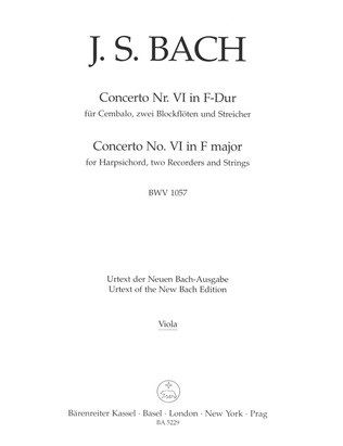 Concerto for Harpsichord, zwei Blockfloten und Streicher No. 6 F major BWV 1057