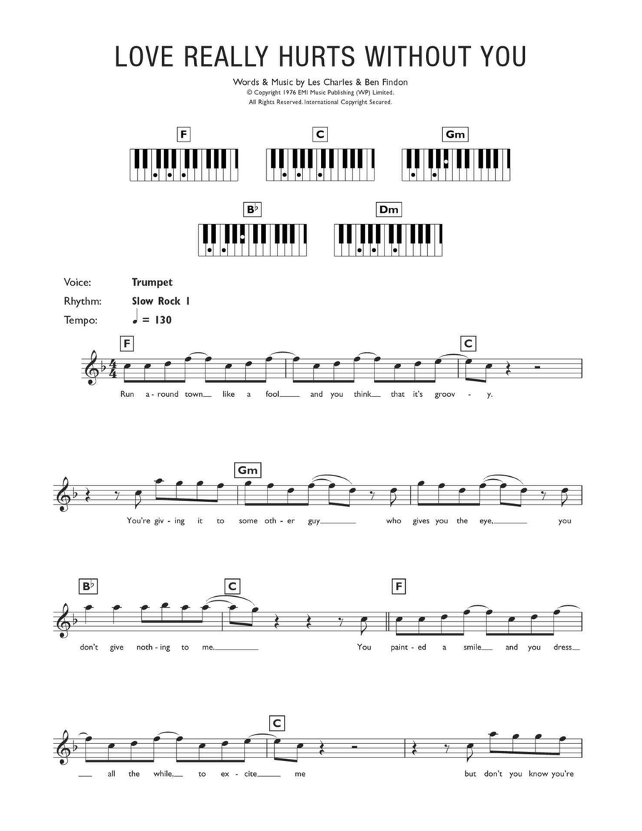 Love Really Hurts Without You Piano scores gallery preview page 1