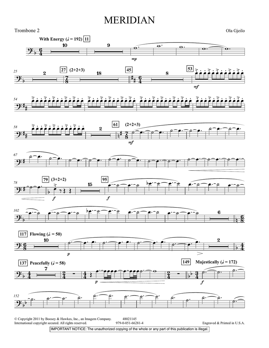 Meridian - Trombone 2 Meridian - Trombone 2 Concert Band scores gallery preview page 1