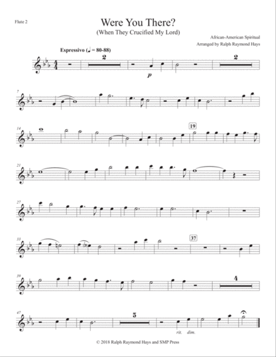 Were You There (When They Crucified My Lord) for flute choir Flute Choir scores gallery preview page 5