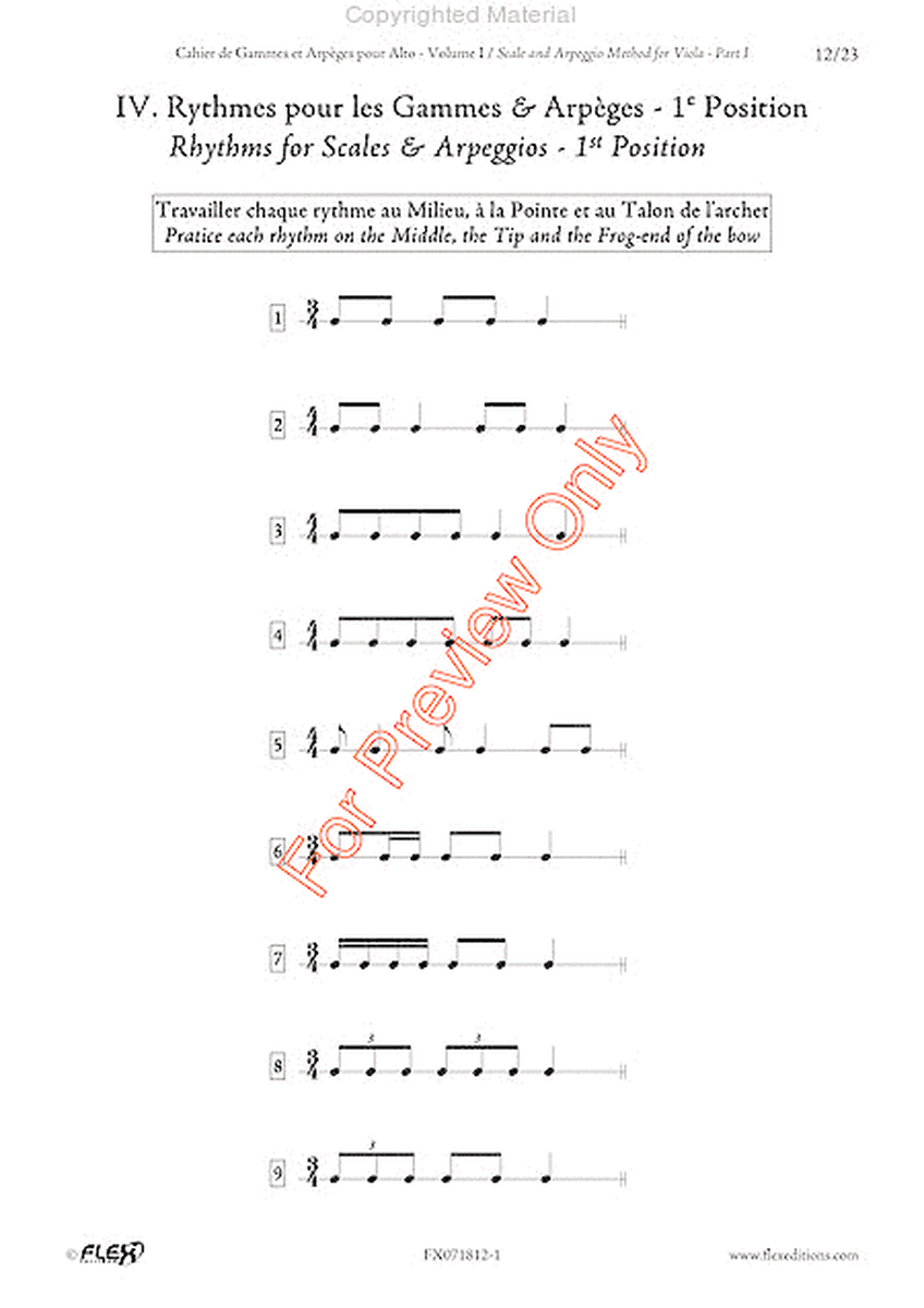 Scales And Arpeggios Method For Viola, Part I - First Position