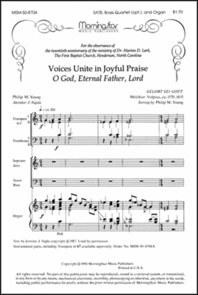 Book cover for Voices Unite in Joyful Praise/O God, Eternal Father, Lord(Choral Score)