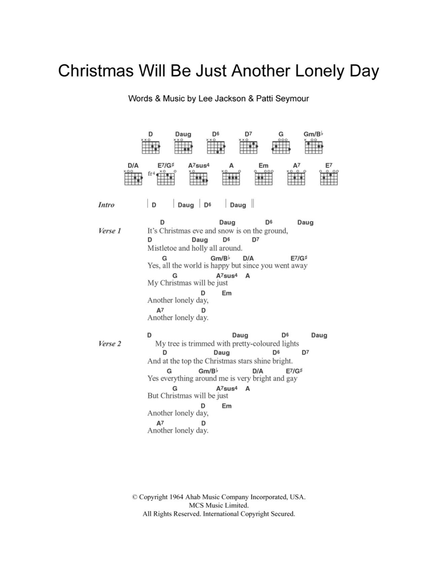 Christmas Will Be Just Another Lonely Day Acoustic Guitar scores gallery preview page 1