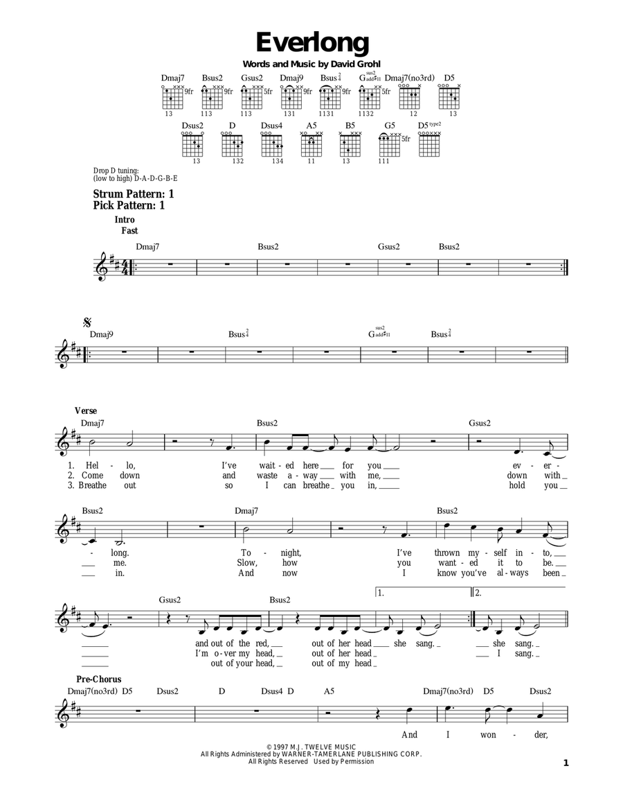 Everlong Acoustic Guitar scores gallery preview page 1