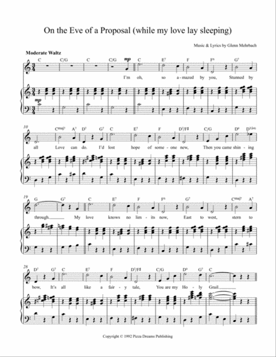 On the Eve of a Proposal (while my love may sleeping) Small Ensemble scores gallery preview page 1