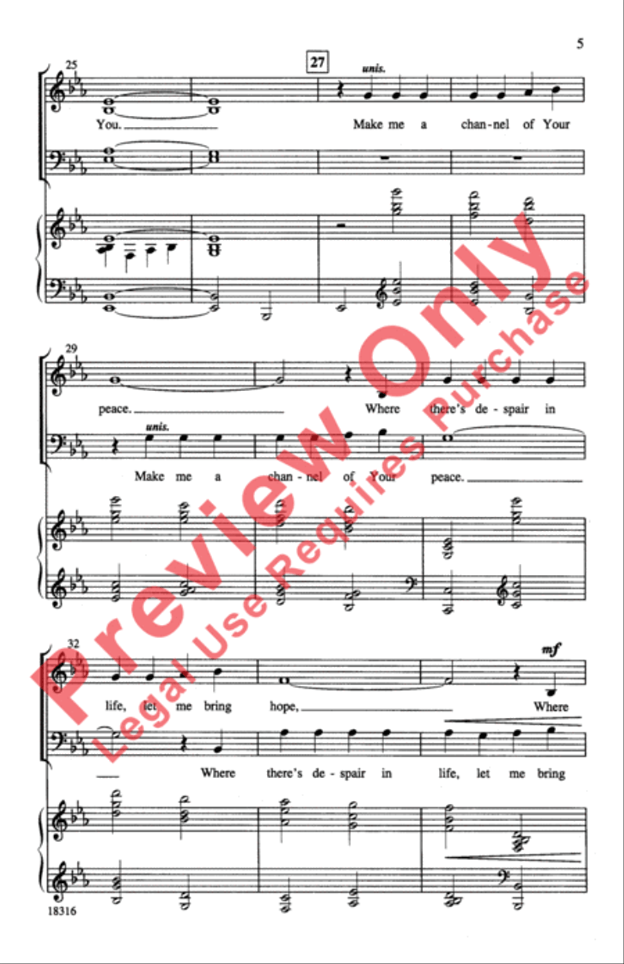 Make Me a Channel of Your Peace 4-Part scores gallery preview page 5