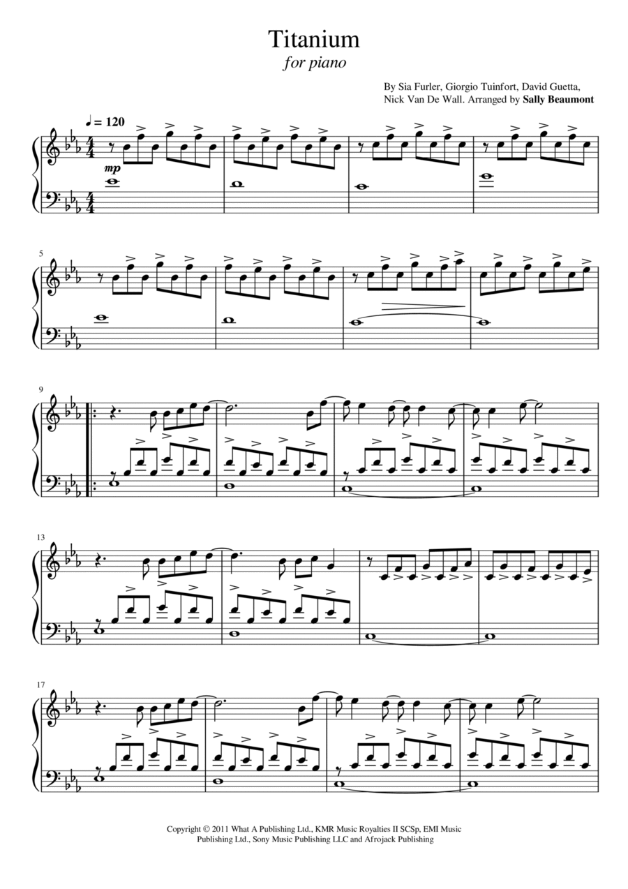 Titanium Piano Solo scores gallery preview page 1