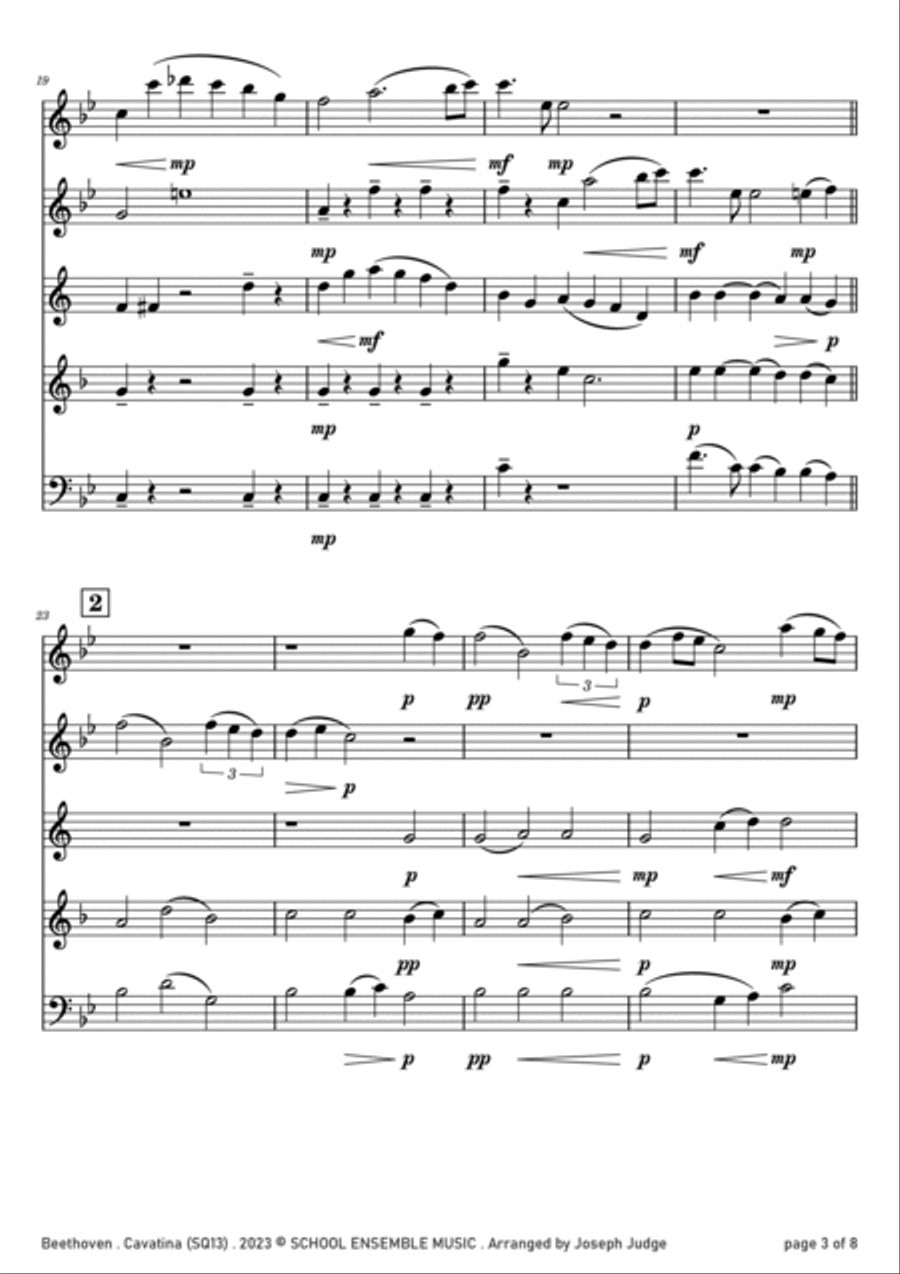 Cavatina by Beethoven for Woodwind Quintet in Schools Woodwind Quintet scores gallery preview page 3