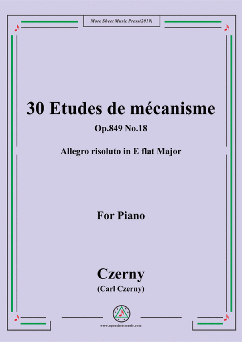 Czerny-30 Etudes de mécanisme,Op.849 No.18,Allegro risoluto in E flat Major,for Piano image number null