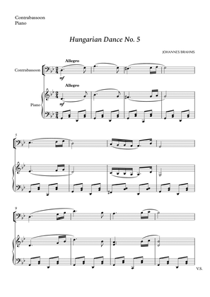 Hungarian Dance No. 5 for Contrabassoon and Piano
