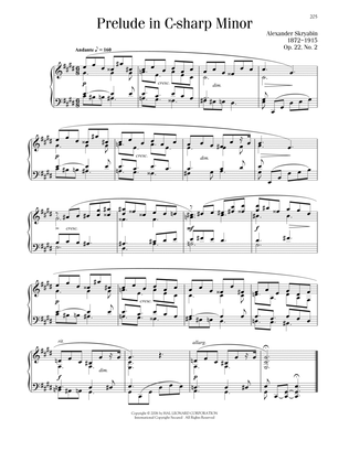Book cover for Prelude In C-Sharp Minor, Op. 22, No. 2