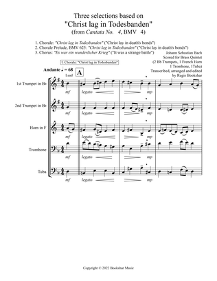 Three selections based on "Christ lag in Todesbanden" (Brass Quintet - 2 Trp, 1 Hrn, 1 Trb, 1 Tuba)