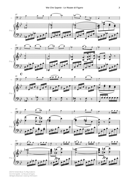Voi Che Sapete from Le Nozze di Figaro - Cello and Piano (Full Score and Parts) image number null
