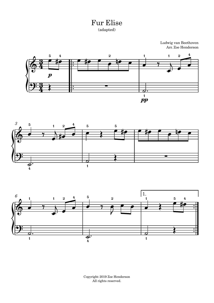 Fur elise simple piano sale