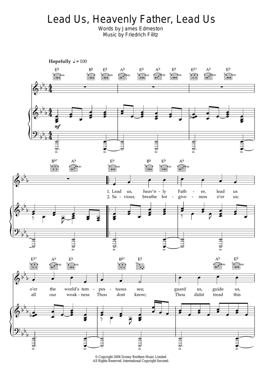 Lead Us Heavenly Father, Lead Us Piano, Vocal scores gallery preview page 1