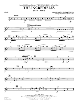 The Incredibles (Main Theme) (arr. Johnnie Vinson) - Oboe