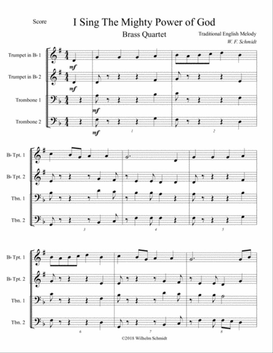 I Sing the Mighty Power of God Brass Ensemble scores gallery preview page 2