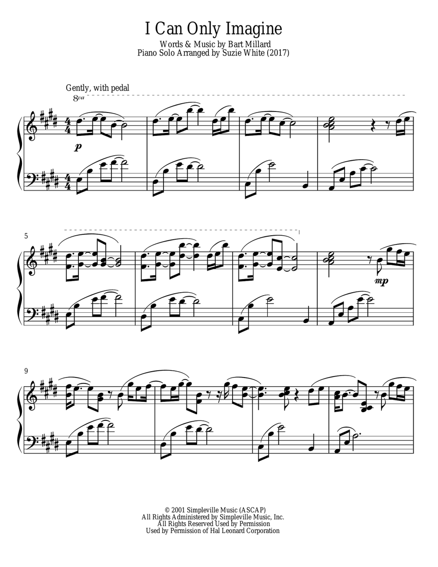 I Can Only Imagine Piano Solo scores gallery preview page 1