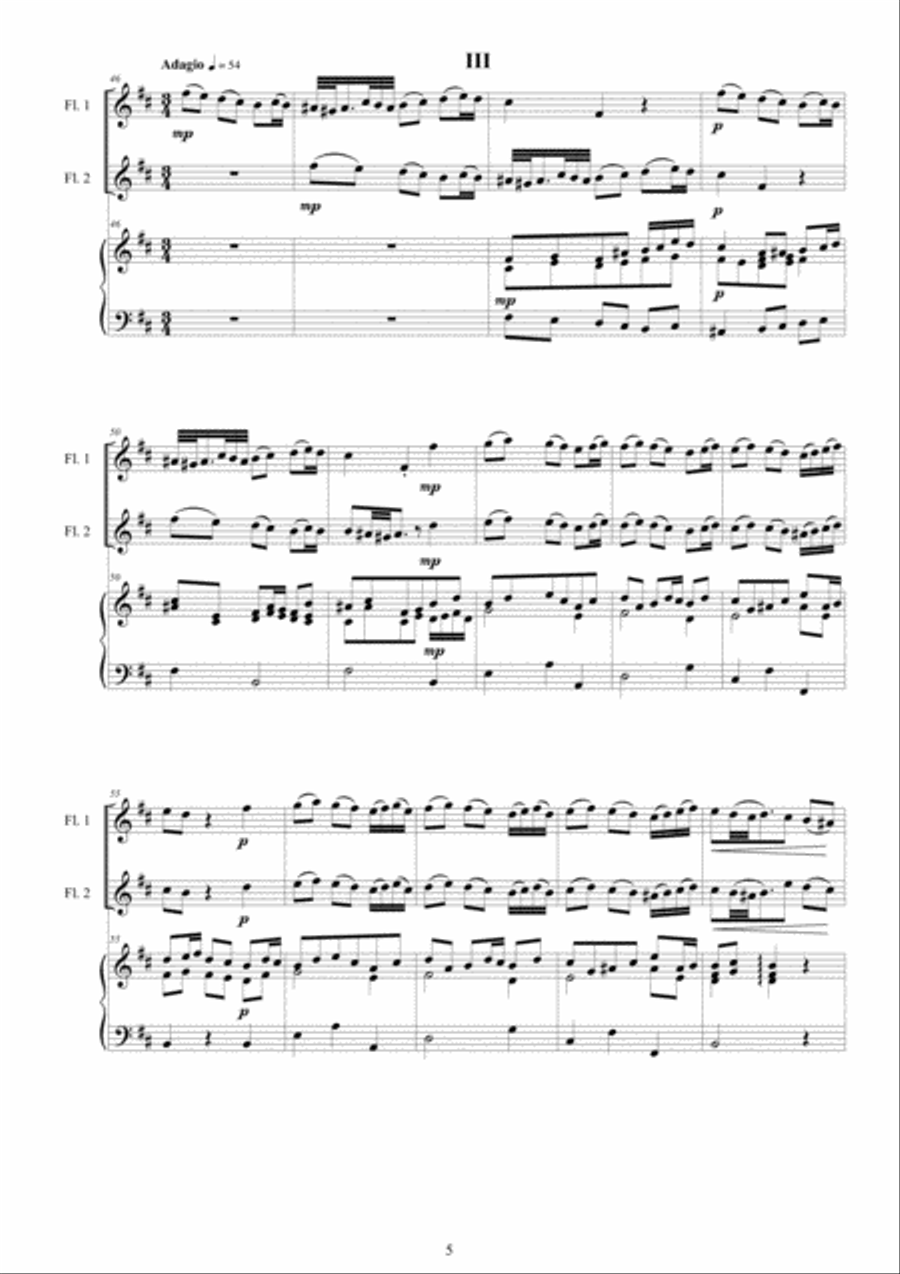 Valentini - Double Sonata in D major CSVal-2 for Two Flutes and Cembalo Flute Duet scores gallery preview page 5