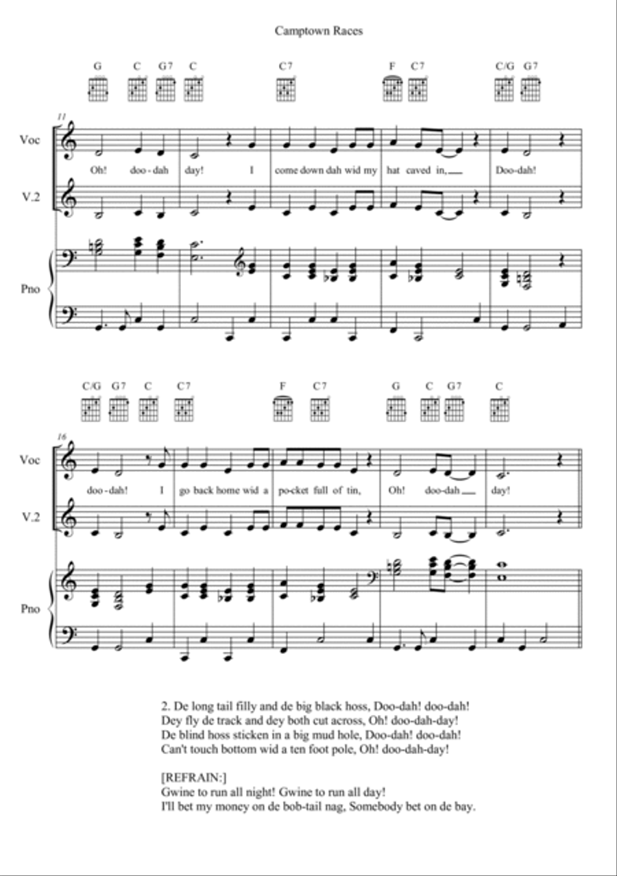 Camptown Races Camptown Races Piano scores gallery preview page 2