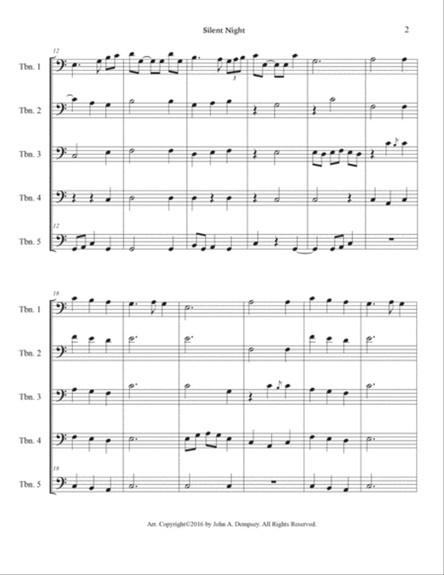 Silent Night (Trombone Quintet) Brass Quintet scores gallery preview page 6