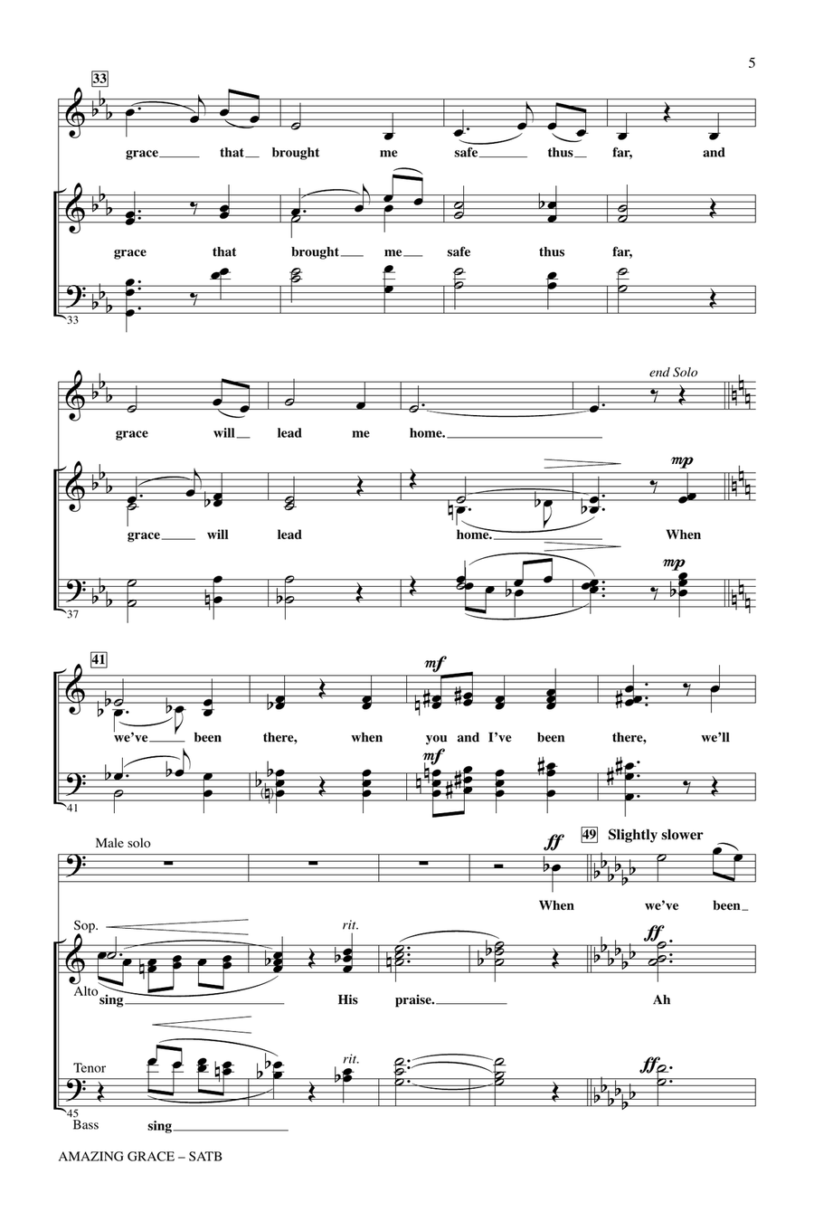 Amazing Grace Amazing Grace 4-Part scores gallery preview page 3