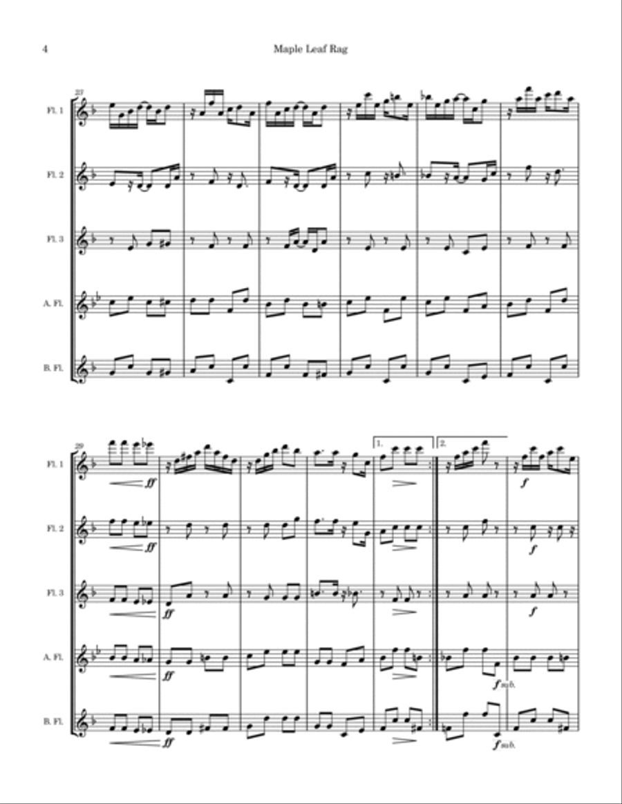 Maple Leaf Rag for Flute Choir Flute Choir scores gallery preview page 4