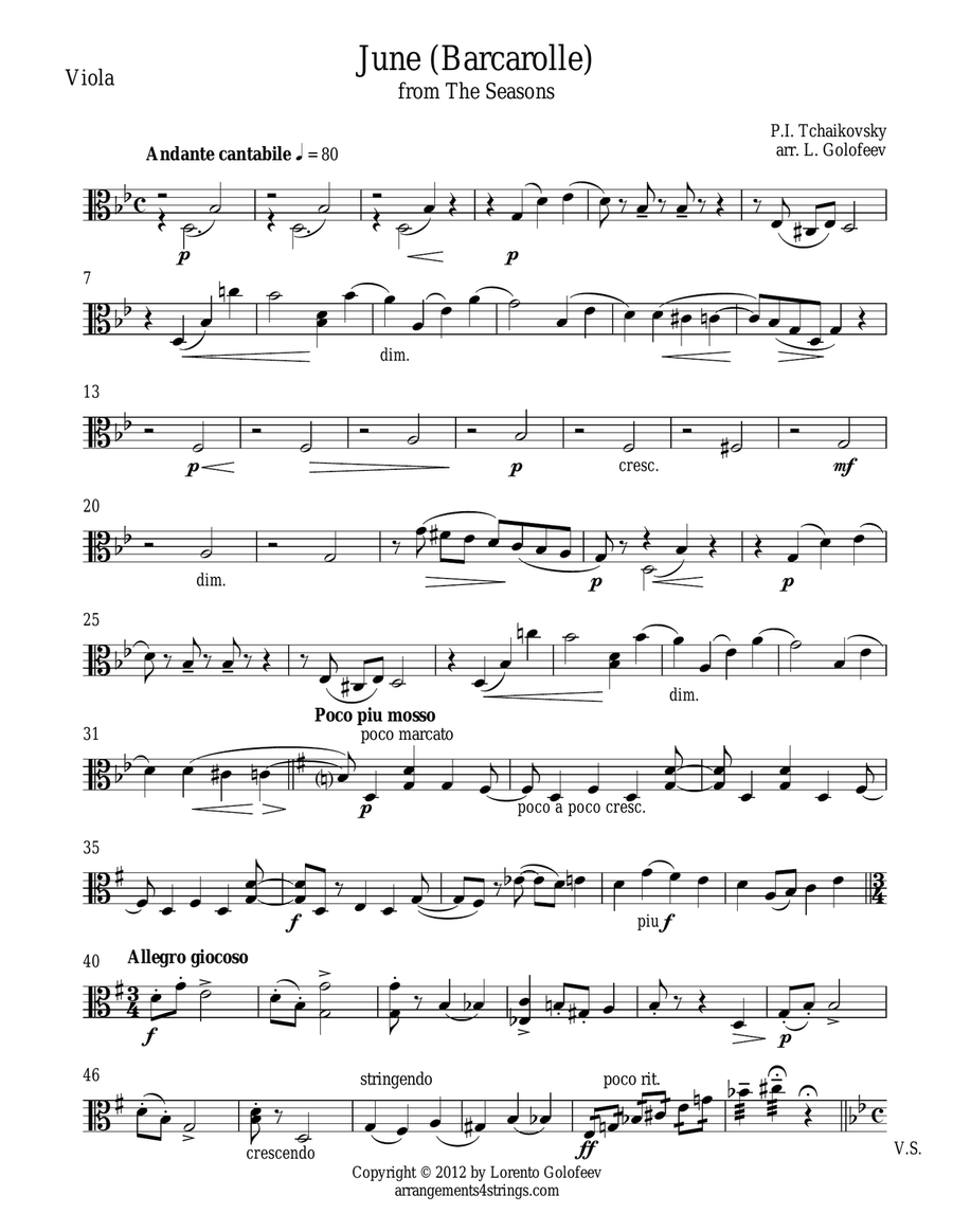 June (Barcarolle) from The Seasons String Quartet scores gallery preview page 5