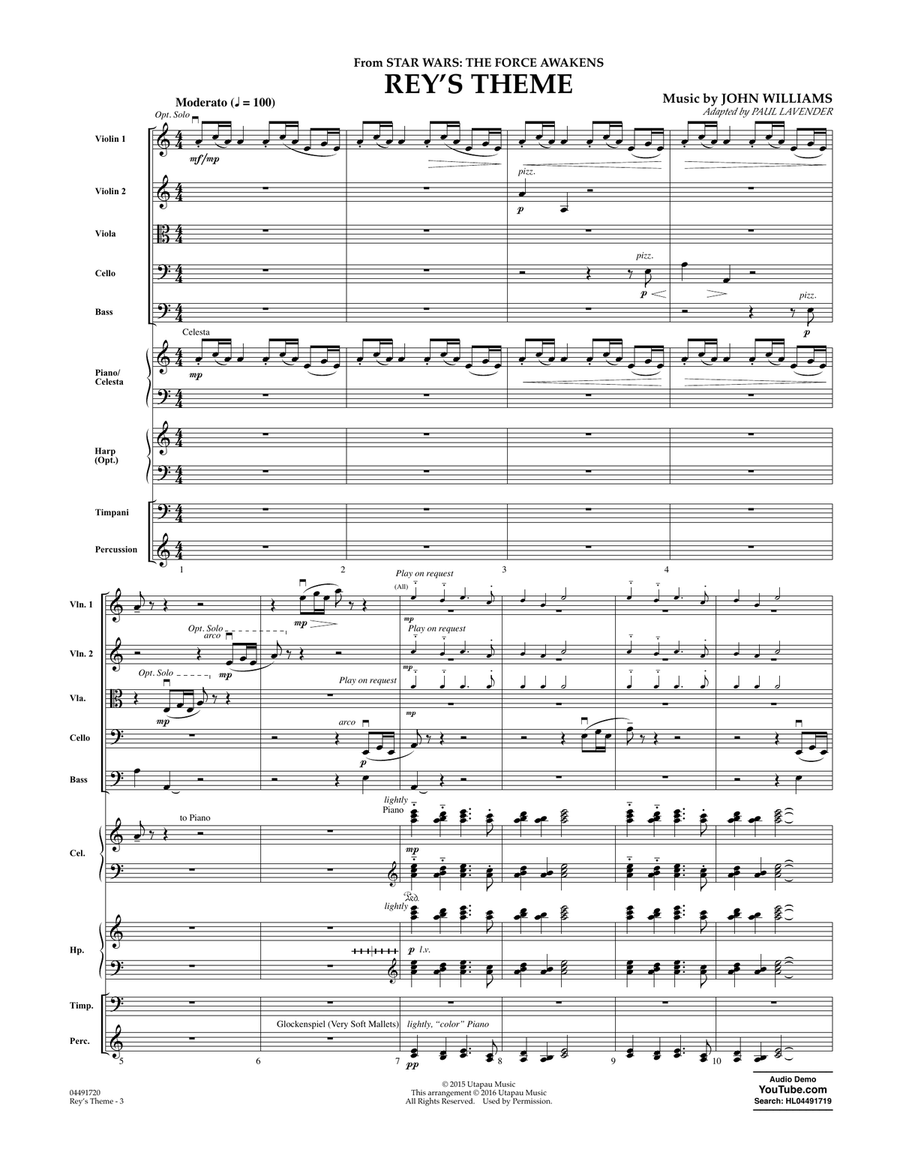 Rey's Theme - Conductor Score (Full Score) Orchestra scores gallery preview page 2