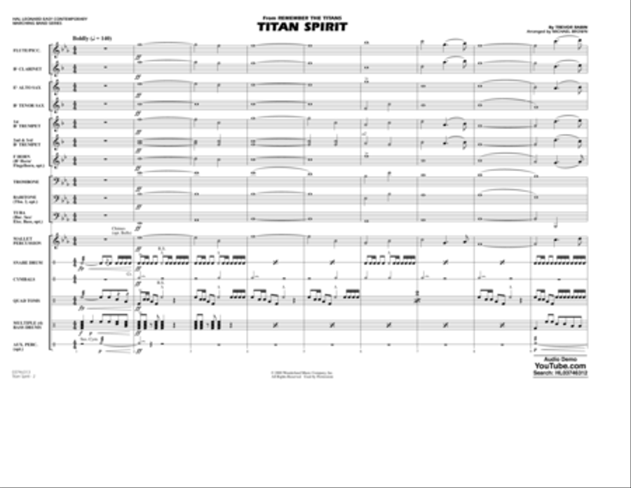 Titan Spirit (from Remember the Titans) (arr. Michael Brown) - Conductor Score (Full Score) Marching Band scores gallery preview page 2