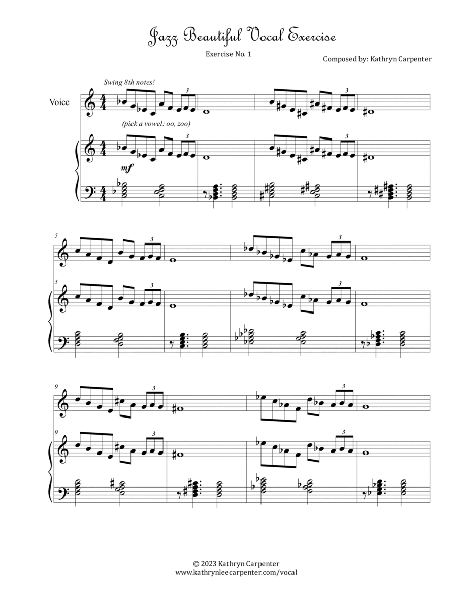 Jazz Beautiful Vocal Exercise Mezzo-Soprano Voice scores gallery preview page 1