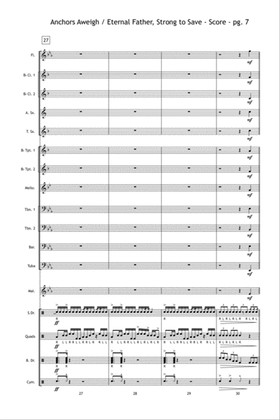Anchors Aweigh / Eternal Father, Strong to Save Marching Band scores gallery preview page 8