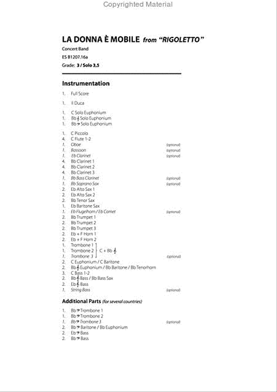 La Donna E Mobile Concert Band scores gallery preview page 2