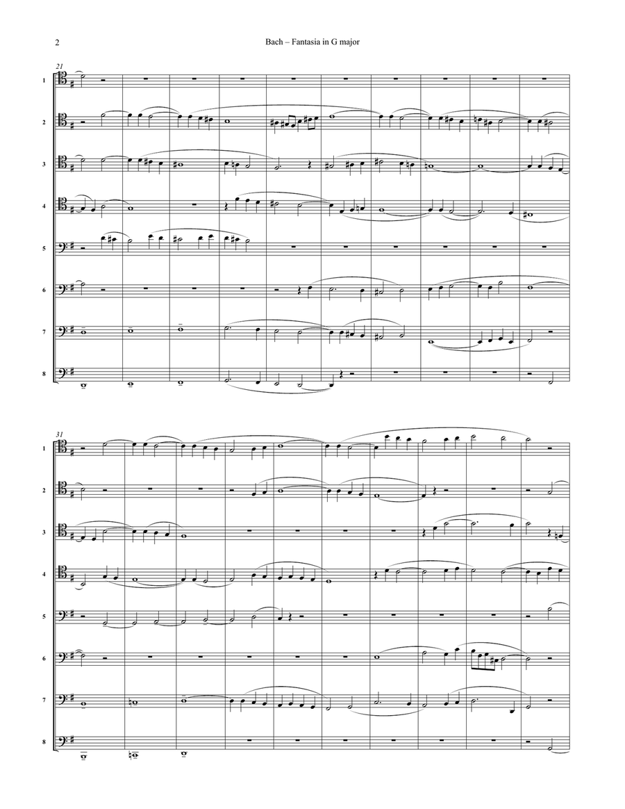 Fantasia in G major BWV 572 for 8-part Trombone Ensemble Brass Ensemble scores gallery preview page 2