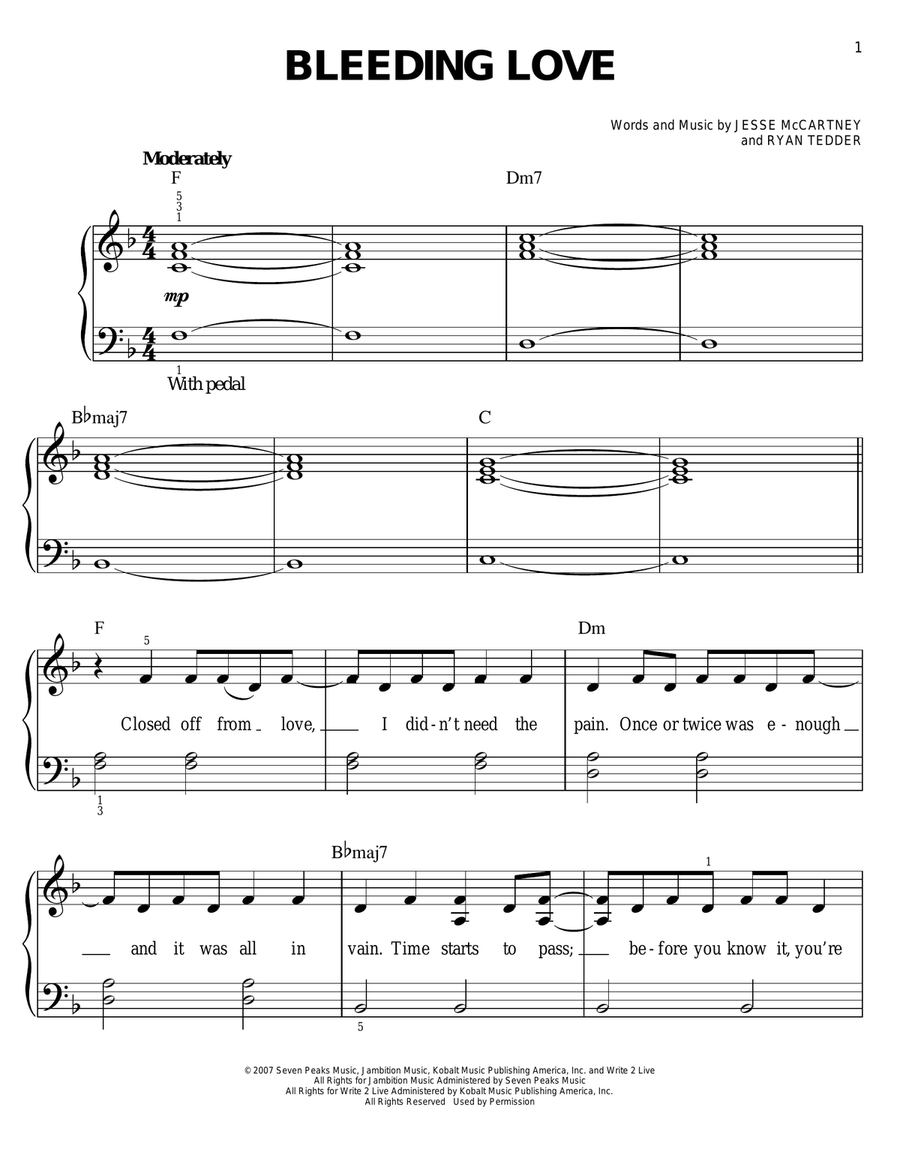 Bleeding Love Easy Piano scores gallery preview page 1