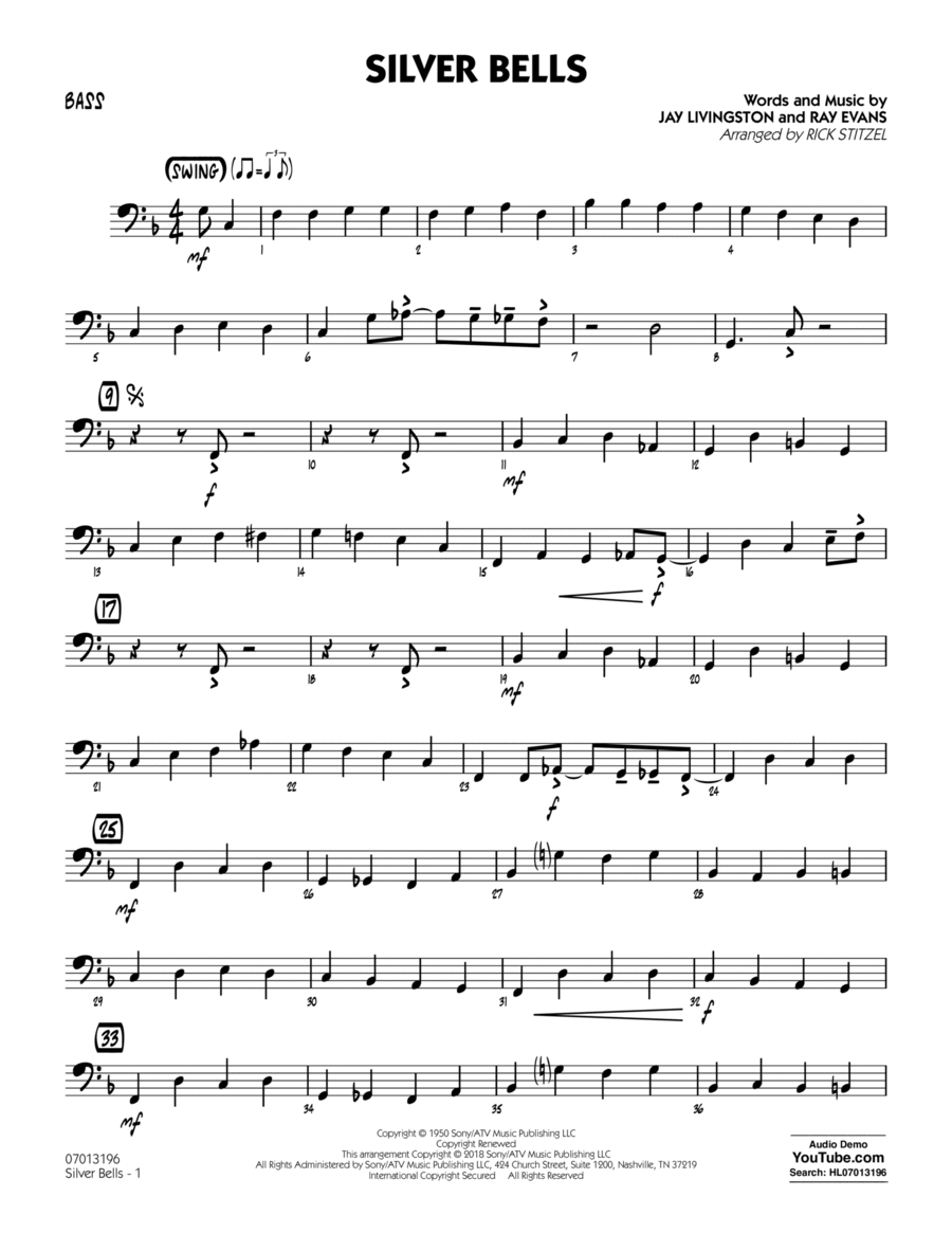 Silver Bells - Bass Part scores gallery preview page 1