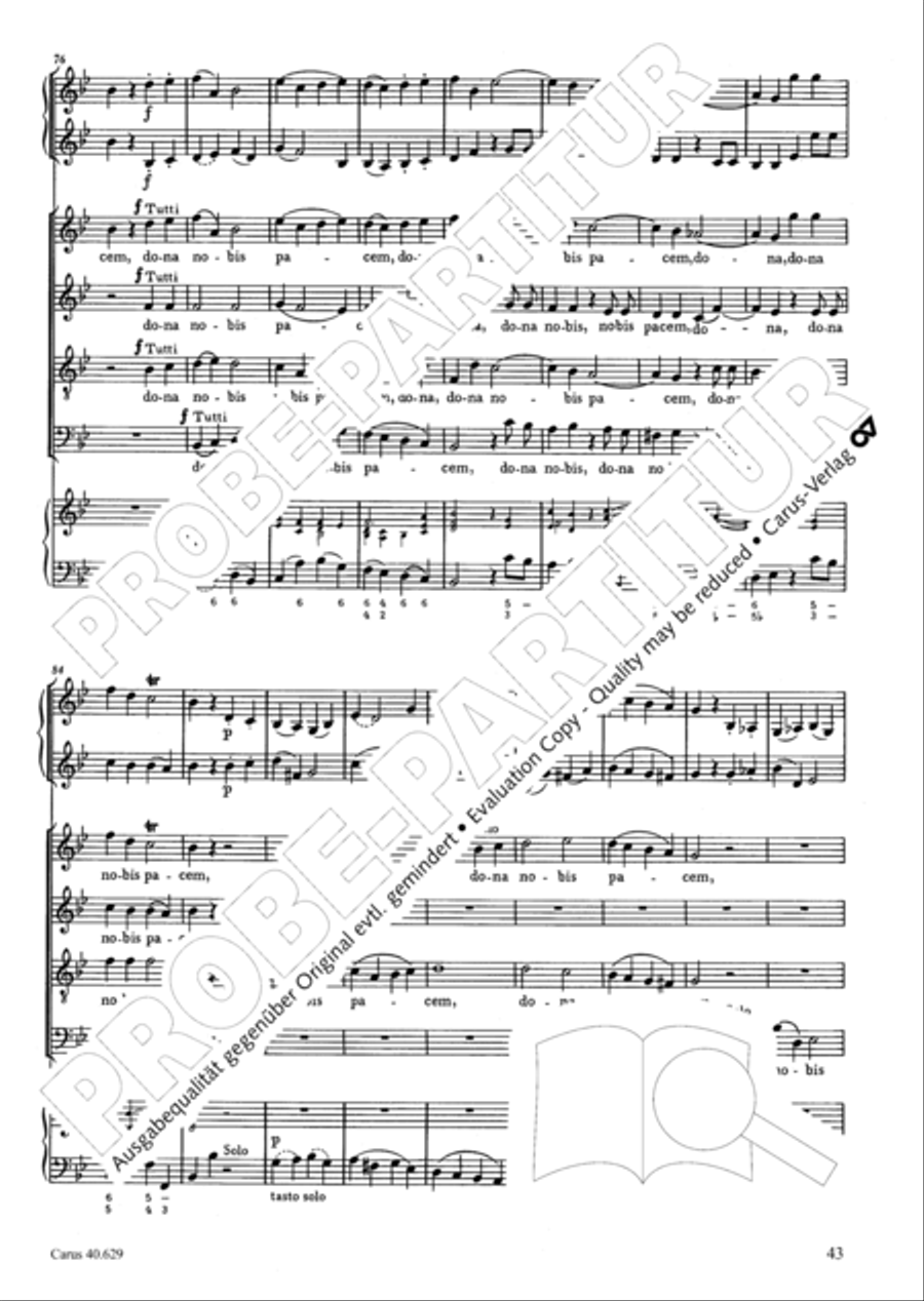 Missa brevis in B flat major 4-Part scores gallery preview page 44