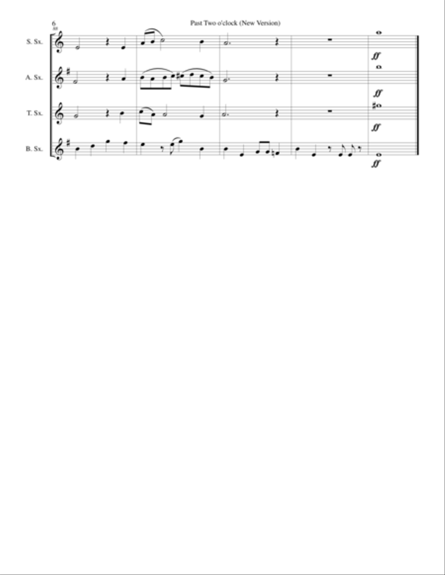 Past two o'clock for saxophone quartet (New version) Saxophone Quartet scores gallery preview page 6