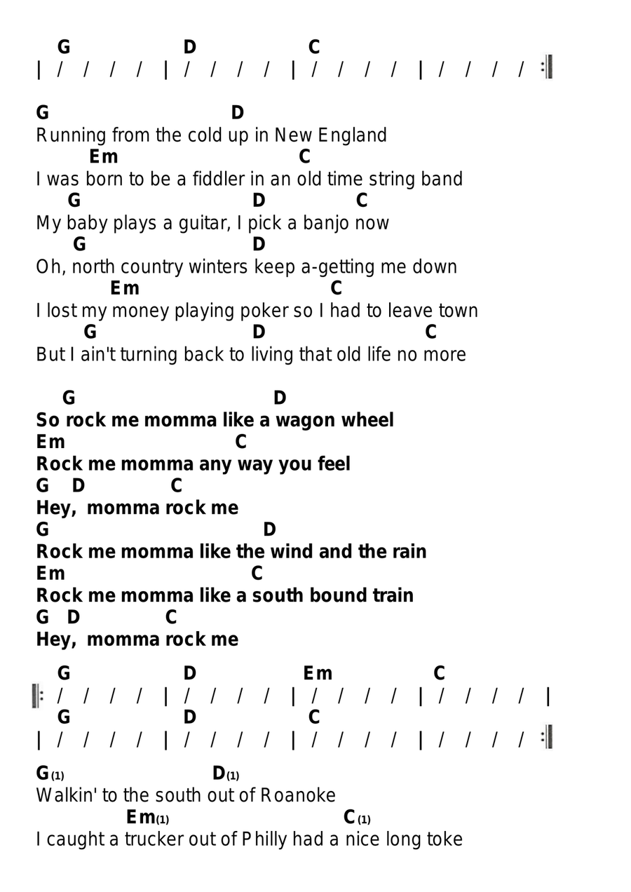Wagon Wheel Wagon Wheel Guitar scores gallery preview page 2
