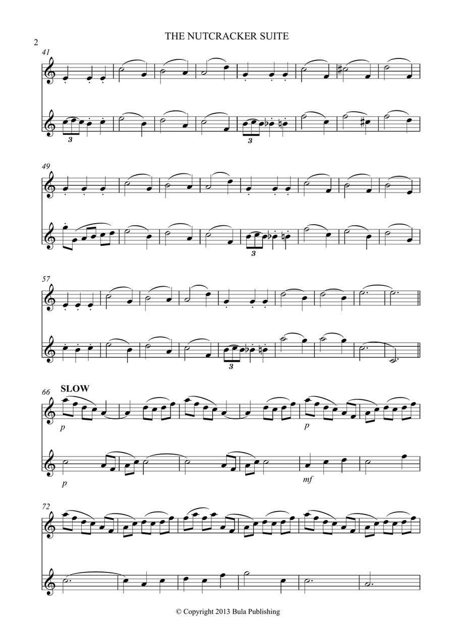 THE NUTCRACKER SUITE - VIOLIN & OBOE DUET - (Waltz of the Flowers, The Magic Castle on the Mountain Oboe scores gallery preview page 2