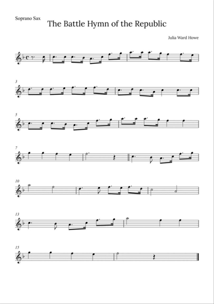 The Battle Hymn of the Republic Saxophone Quintet scores gallery preview page 4